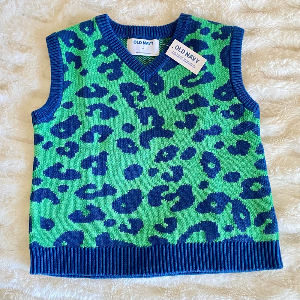 NWT Old Navy 100% Cotton Sweater Vest for Toddlers, Size 2T